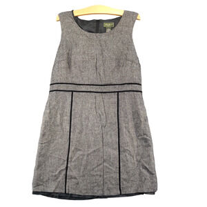 Eddie Bauer Women's Sheath Dress Gray 14 Petite Sleeveless Chevron Wool Blend